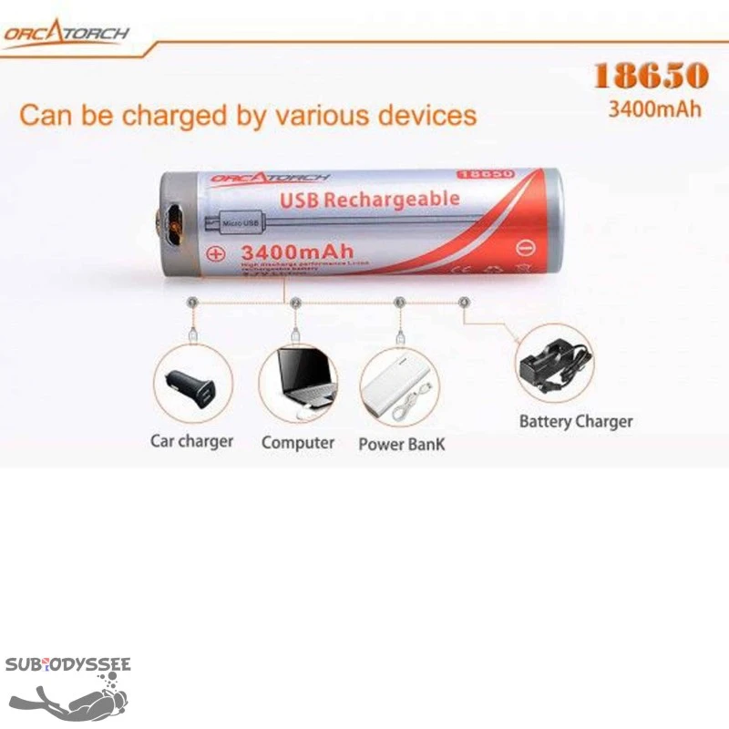 Batterie 18650 3400mAh Rechargeable Par USB - Orca 2 Batterie 18650 3400mAh Rechargeable Par USB - Orca – Image 2