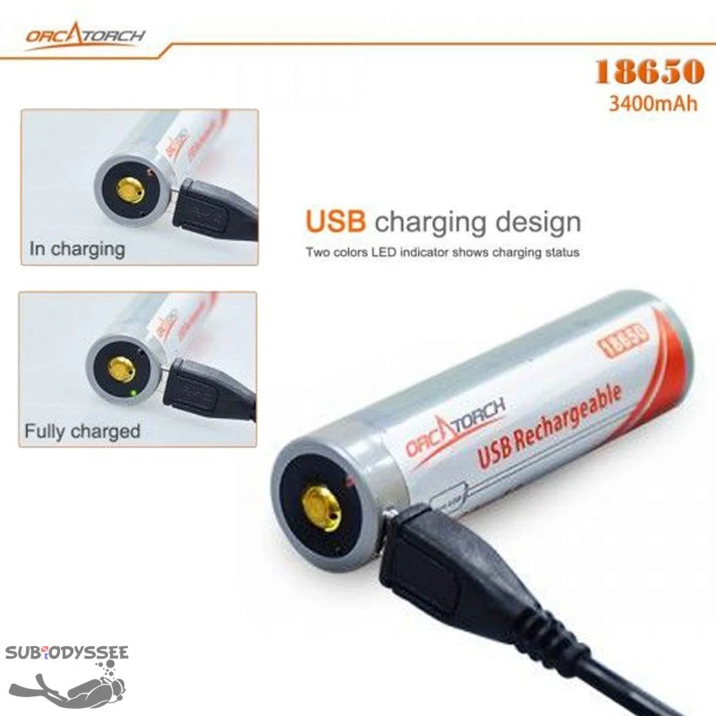 Batterie 18650 3400mAh Rechargeable Par USB - Orca 3 Batterie 18650 3400mAh Rechargeable Par USB - Orca – Image 3