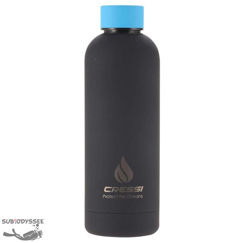 Bouteille THERMOS 500ml Caoutchouc NOIR BLEU - Cressi 1 Bouteille THERMOS 500ml Caoutchouc NOIR BLEU - Cressi
