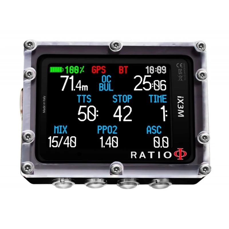 Ordinateur De Plongée IX3M TECH+ Air/Nitrox/Trimix Normoxique - RATIO 1 Ordinateur De Plongée IX3M TECH+ Air/Nitrox/Trimix Normoxique - RATIO