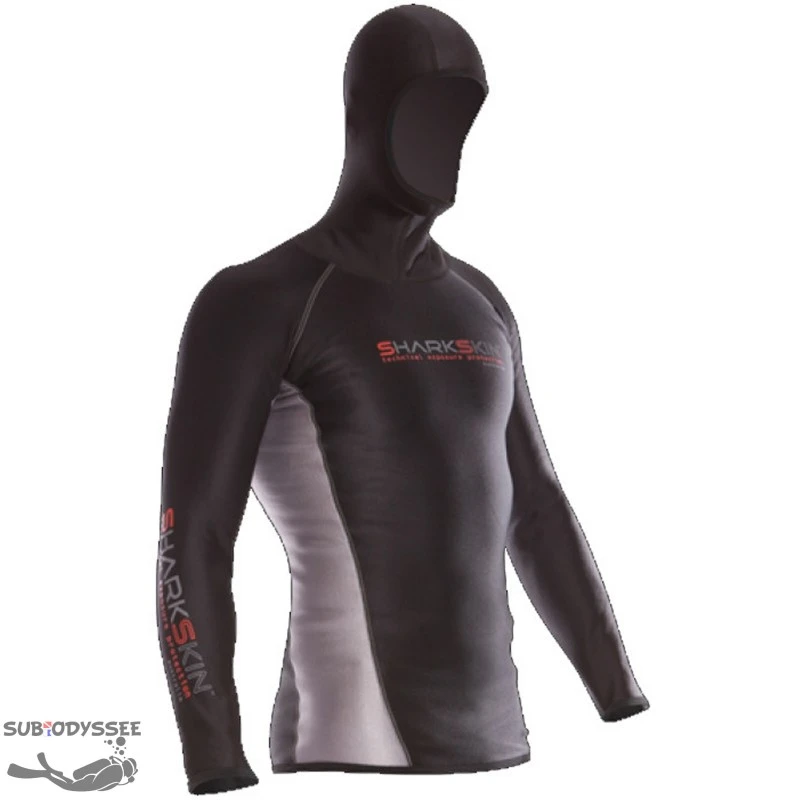 T-shirt LONG SLEEVE CHILLPROOF Homme à Cagoule - SHARKSKIN 1 T-shirt LONG SLEEVE CHILLPROOF Homme à Cagoule - SHARKSKIN